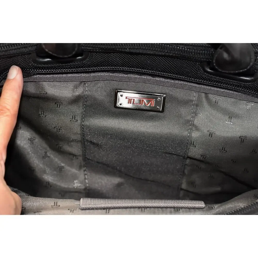 TUMI Padded 15' Laptop Files Soft Briefcase Leather Handles and Multi Pockets